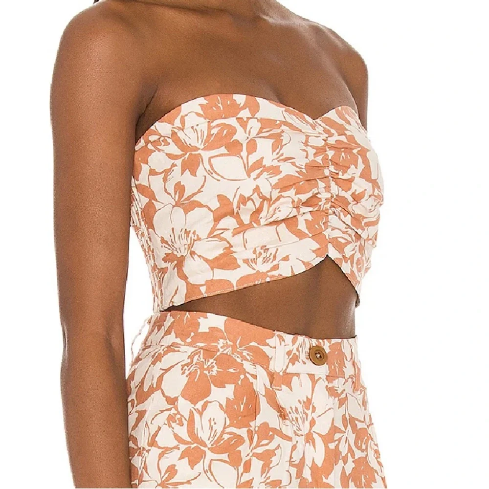 Lovers and Friends nude floral strapless bandeau top